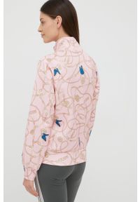 Guess bluza damska kolor różowy wzorzysta. Okazja: na co dzień. Kolor: różowy. Materiał: poliester, dzianina. Styl: casual