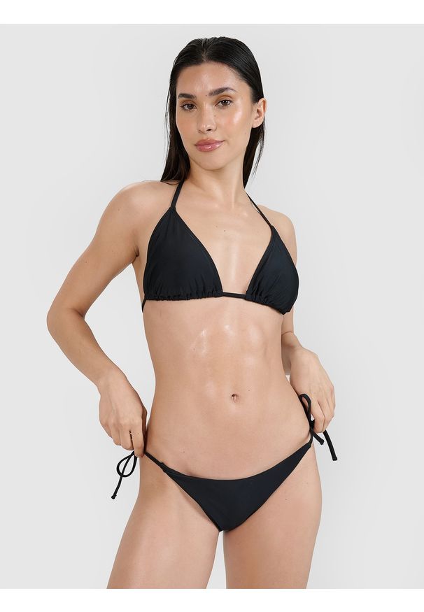 4f - 4F Góra od bikini damska - czarna S. Kolor: czarny. Materiał: materiał, syntetyk, elastan