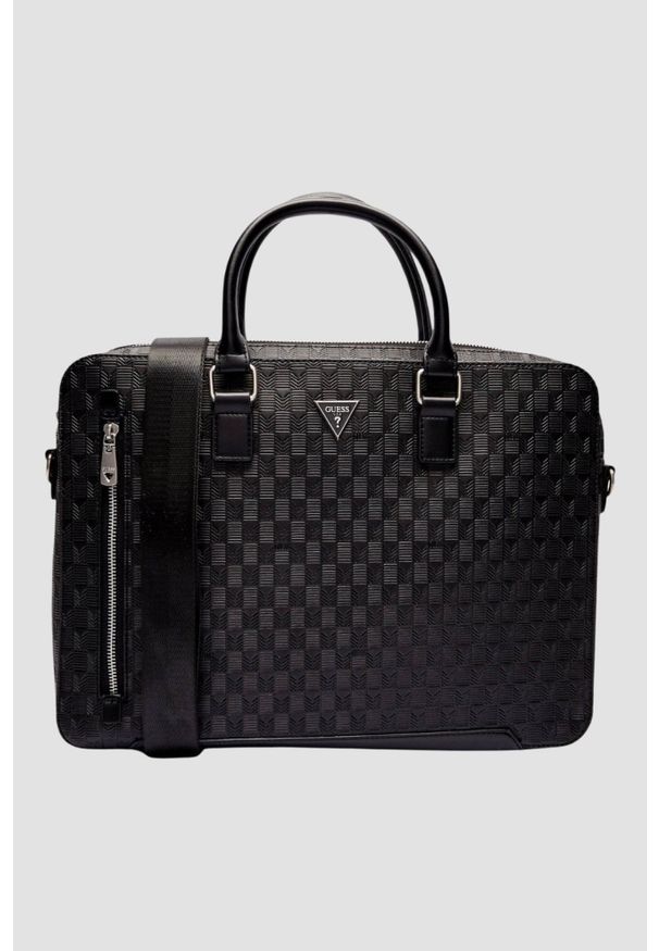 Guess - GUESS Сzarna męska aktówka Torino Briefcase. Kolor: czarny. Materiał: materiał. Styl: elegancki, biznesowy, klasyczny