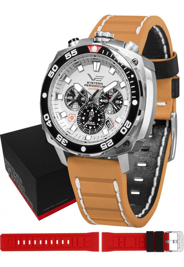 Zegarek Vostok Europe Zegarek męski VK67-650A722 brązowy. Kolor: brązowy