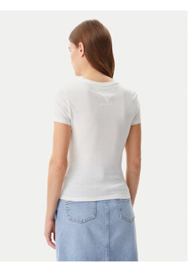 Tommy Jeans T-Shirt Essential DW0DW20316 Biały Slim Fit. Kolor: biały. Materiał: bawełna