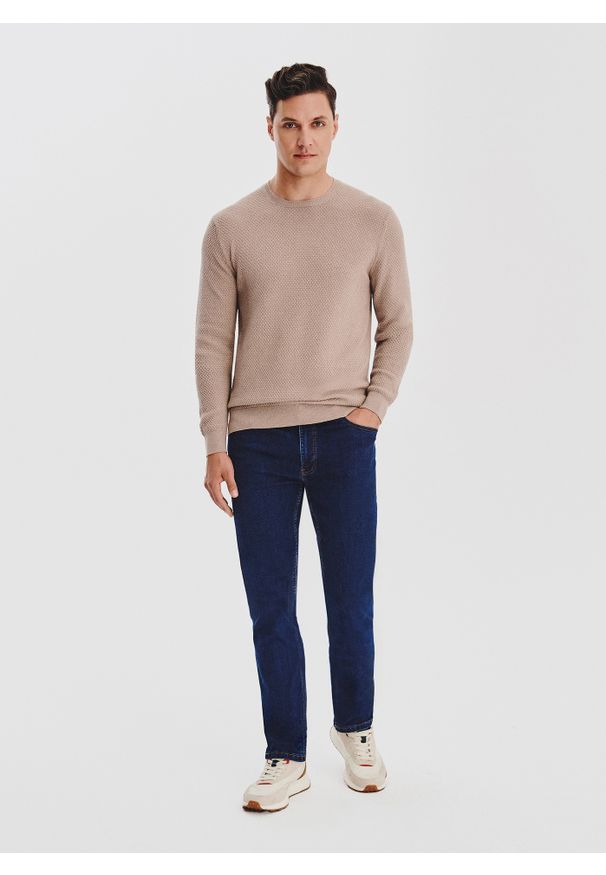 Pako Lorente - PAKO LORENTE - Sweter męski w kolorze beżowym. Kolor: beżowy. Materiał: wełna, bawełna. Sezon: jesień