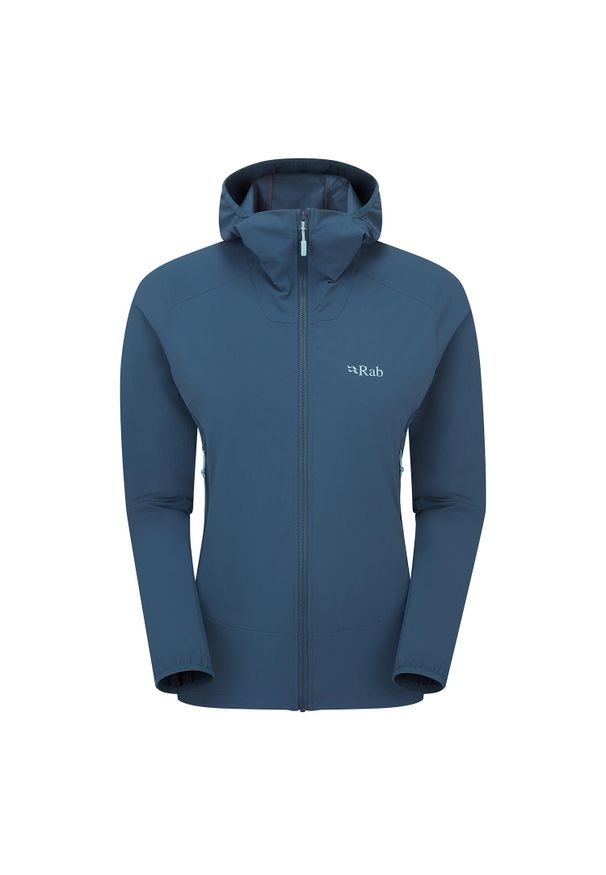 Kurtka softshellowa damska Rab Borealis Hoody z kapturem. Typ kołnierza: kaptur. Kolor: niebieski