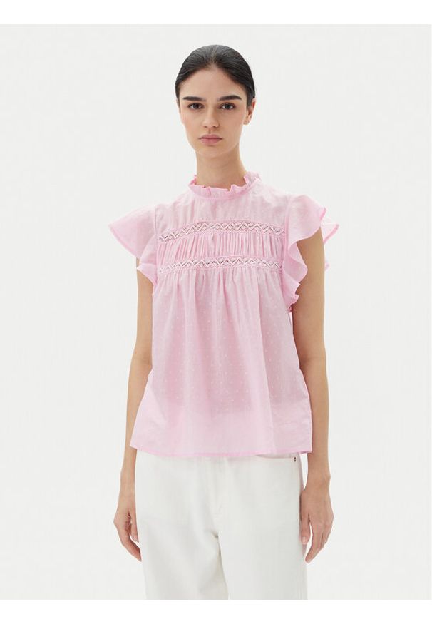 only - ONLY Bluzka Katti 15337637 Różowy Regular Fit. Kolor: różowy. Materiał: bawełna
