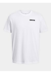 Under Armour T-Shirt Ua Hw Armour Label Ss 1382831-100 Biały Loose Fit. Kolor: biały. Materiał: bawełna