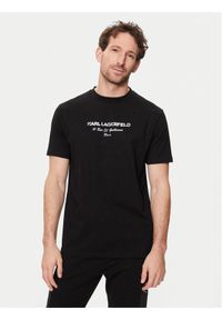 Karl Lagerfeld - KARL LAGERFELD T-Shirt 755056 542224 Czarny Regular Fit. Typ kołnierza: dekolt w karo. Kolor: czarny. Materiał: bawełna #1
