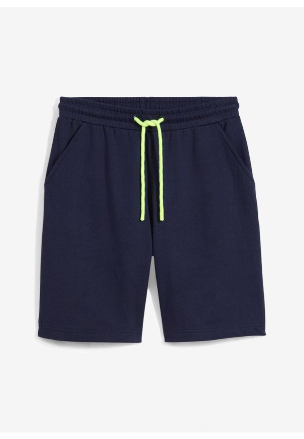 bonprix - Bermudy dresowe z czystej bawełny organicznej. Kolor: niebieski. Materiał: bawełna, dresówka