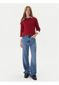 TOMMY HILFIGER - Tommy Hilfiger Sweter Fine WW0WW44993 Czerwony Regular Fit. Kolor: czerwony. Materiał: bawełna #5