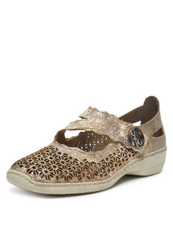 Rieker Półbuty 413G4-90 Beżowy. Kolor: beżowy. Materiał: skóra