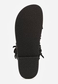 Born2be - Czarne Sandały w Stylu Rzymianek z Frędzlami Lysoph. Okazja: na co dzień. Zapięcie: sprzączka. Kolor: czarny. Materiał: jeans. Styl: casual, elegancki, boho #4