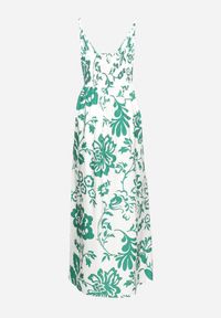 Born2be - Zielono-Biała Sukienka na Regulowanych Ramiączkach z Gumkami na Plecach Ściągana Troczkiem Harnela. Okazja: na co dzień. Kolor: zielony. Długość rękawa: na ramiączkach. Typ sukienki: proste. Styl: klasyczny, casual, elegancki #5