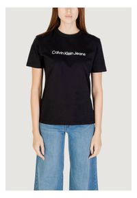Calvin Klein Jeans T-Shirt A- INST. LOGO CLASSI Czarny Casual Fit. Okazja: na co dzień. Kolor: czarny. Materiał: syntetyk. Styl: casual #1