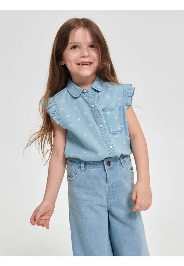 Sinsay - Koszula jeansowa - niebieski. Kolor: niebieski. Materiał: jeans