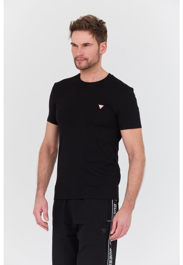 Guess - GUESS Czarny męski t-shirt Core Tee Str, Rozmiar S. Kolor: czarny