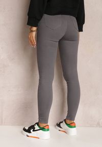 Renee - Ciemnoszare Spodnie Skinny Eulalia. Kolor: szary. Materiał: tkanina. Długość: długie. Wzór: gładki. Styl: klasyczny #5