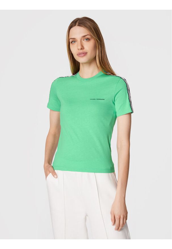 Chiara Ferragni T-Shirt 73CBHT13 Zielony Slim Fit. Kolor: zielony. Materiał: bawełna