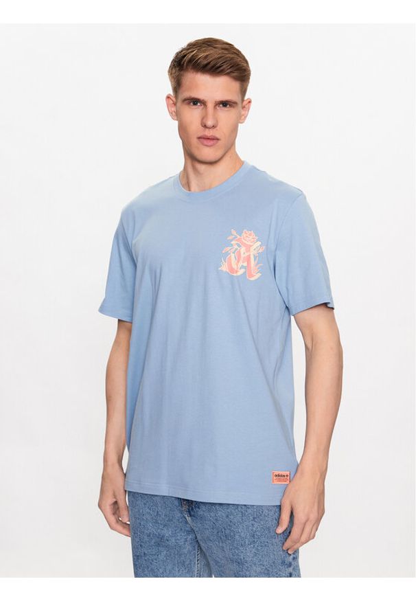 Adidas - adidas T-Shirt Graphic Glide T-Shirt IC5750 Błękitny Loose Fit. Kolor: niebieski. Materiał: bawełna