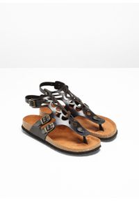 Wygodne sandały skórzane bonprix czarny. Kolor: czarny. Materiał: skóra. Sezon: lato #3
