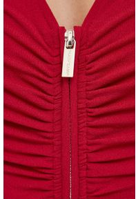 Marciano Guess sukienka kolor bordowy mini dopasowana. Kolor: czerwony. Materiał: dzianina. Długość rękawa: długi rękaw. Typ sukienki: dopasowane. Długość: mini #2
