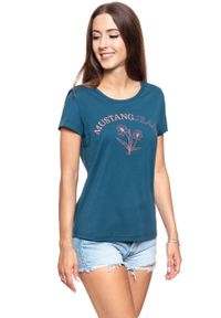 Mustang - MUSTANG T SHIRT DAMSKI Alina C Print Majolica Blue 1008934 5243. Wzór: nadruk