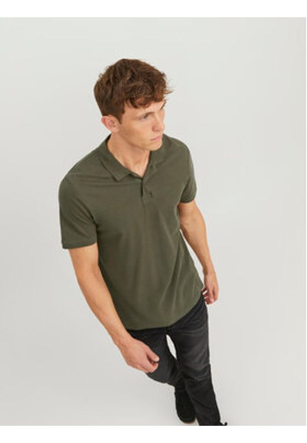 Jack & Jones Polo Basic 12136516 Zielony Slim Fit. Typ kołnierza: polo. Kolor: zielony. Materiał: bawełna