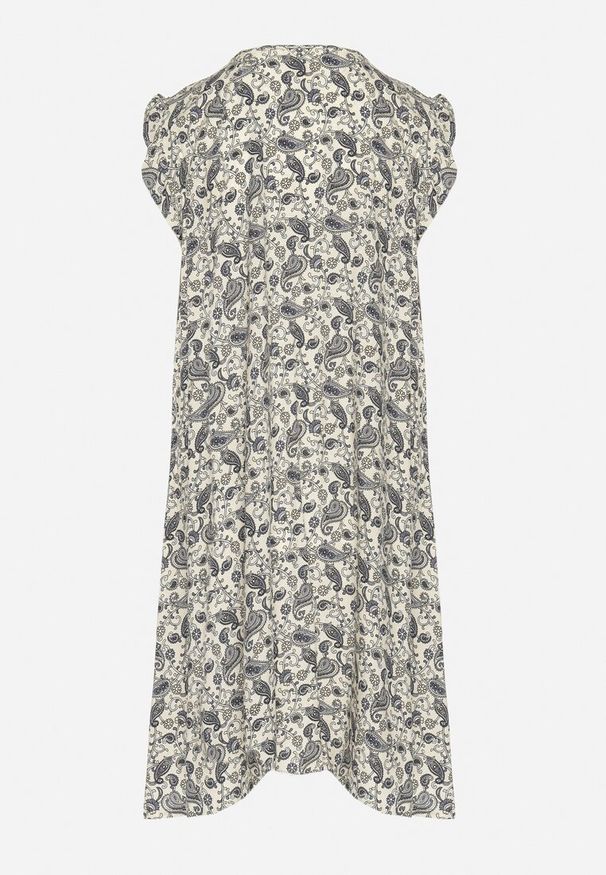 Born2be - Szara Rozkloszowana Sukienka Bawełniana bez Rękawów w Wzór Paisley Tullio. Okazja: na co dzień. Kolor: szary. Materiał: bawełna. Długość rękawa: bez rękawów. Wzór: paisley. Styl: casual, elegancki