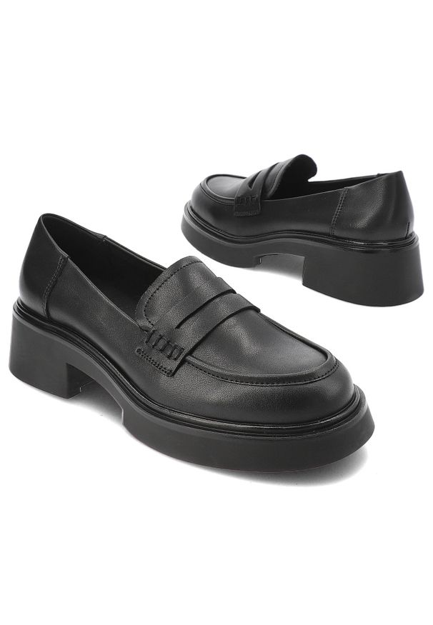 Czarne Mokasyny S.Barski Eleganckie Wsuwane Obuwie Damskie. Okazja: na spotkanie biznesowe, do pracy. Zapięcie: bez zapięcia. Kolor: czarny. Materiał: skóra. Styl: elegancki