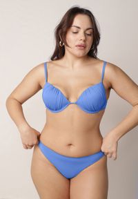Born2be - Niebieskie Bikini Marszczony Biustonosz i Klasyczne Majtki Figi Mhyrera. Kolekcja: plus size. Kolor: niebieski #6