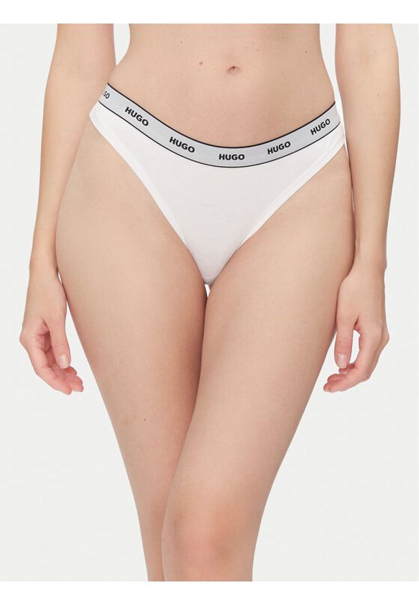 Hugo - HUGO Komplet 3 par stringów Triplet Thong Stripe 50545680 Biały. Kolor: biały. Materiał: bawełna