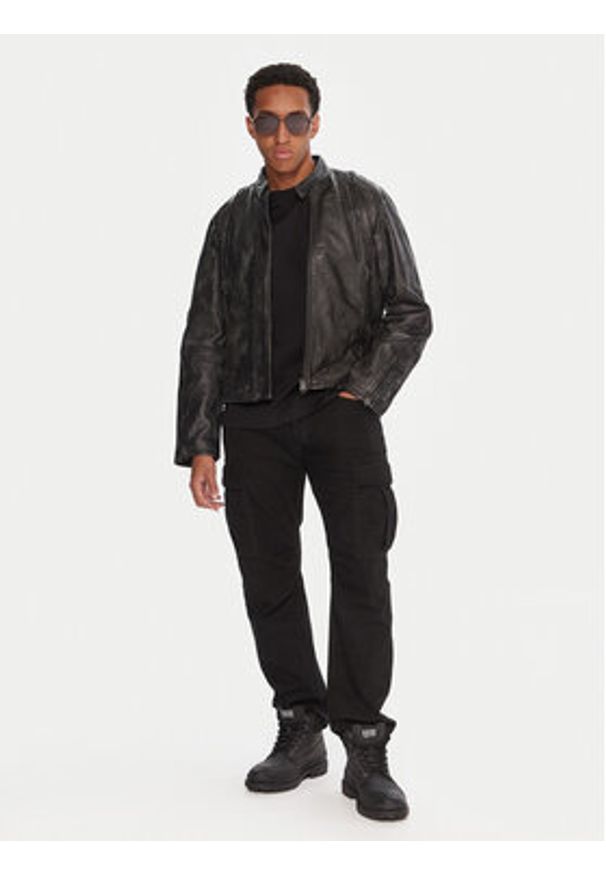 G-Star RAW - G-Star Raw Kurtka skórzana D26931-E082 Szary Regular Fit. Kolor: szary. Materiał: skóra