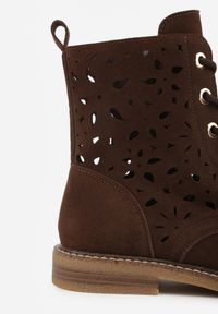 Born2be - Brązowe Ażurowe Botki Skórzane Adeis. Okazja: na co dzień. Kolor: brązowy. Materiał: skóra. Wzór: ażurowy. Styl: casual #8
