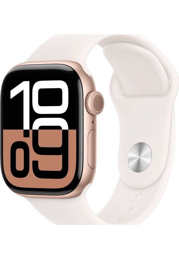 APPLE - Smartwatch Apple Watch Series 10 GPS + Cellular, koperta 42 mm z aluminium w kolorze róowego zota z paskiem sportowym w kolorze agodnego róu - rozmiar. Rodzaj zegarka: smartwatch. Styl: sportowy