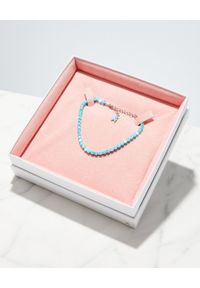 AMINA MUADDI - Błękitna bransoleta na kostkę z kryształami. Materiał: srebrne. Kolor: niebieski. Kamień szlachetny: kryształ #8