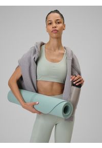 4f - 4F Biustonosz do jogi z niskim wsparciem damski - miętowy XL. Kolor: turkusowy. Materiał: skóra, materiał, guma. Sport: joga i pilates #1