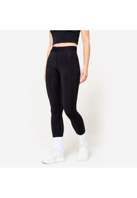 DOMYOS - Legginsy fitness damskie Domyos. Kolor: czarny. Materiał: poliamid, elastan, materiał. Sport: fitness