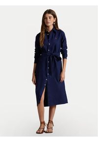 Polo Ralph Lauren Sukienka koszulowa 211943992005 Granatowy Regular Fit. Typ kołnierza: polo. Kolor: niebieski. Materiał: len. Typ sukienki: koszulowe #1