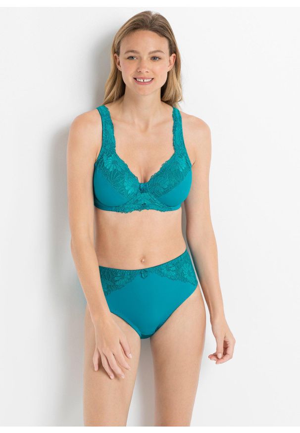 bonprix - Figi maxi z koronką (2 pary). Kolor: biały. Materiał: koronka. Wzór: kwiaty, koronka