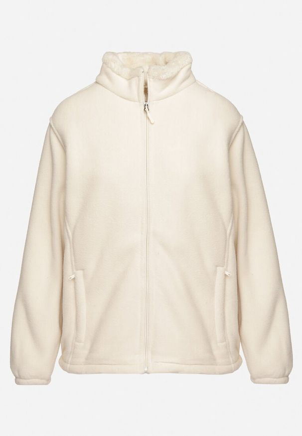 Born2be - Jasnobeżowy Klasyczny Polar ze Ściągaczami przy Rękawach Paradi. Okazja: do pracy, na co dzień. Kolor: beżowy. Materiał: polar. Długość rękawa: długi rękaw. Długość: długie. Styl: klasyczny