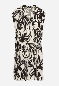 Born2be - Czarna Bawełniana Sukienka z Abstrakcyjnym Wzorem Lioraia. Okazja: na co dzień. Typ kołnierza: dekolt w kształcie V. Kolor: czarny. Materiał: bawełna. Długość rękawa: krótki rękaw. Typ sukienki: proste. Styl: elegancki, casual #5