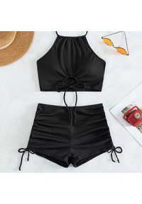 Intica - Strój kąpielowy dwuczęściowy szybkoschnący z regulacją Dragulina. Kolor: czarny. Materiał: materiał