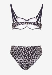 Renee - Granatowe Bikini Biustonosz i Majtki Typu Figi w Geometryczny Wzór Linarissa. Kolor: niebieski. Wzór: geometria