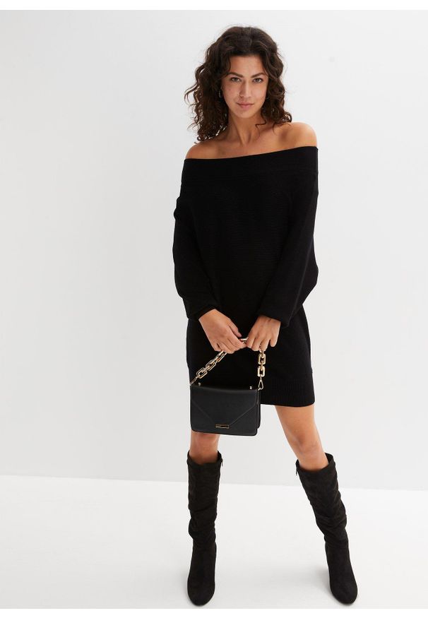 bonprix - Sweter off-shoulder. Kolor: czarny