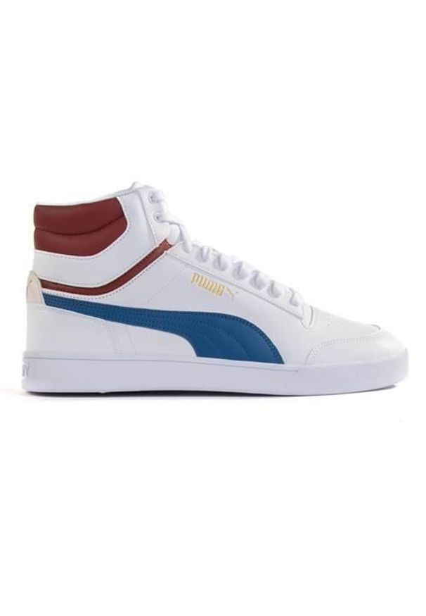 Buty do chodzenia męskie Puma Shuffle Mid. Wysokość cholewki: za kostkę. Zapięcie: sznurówki. Kolor: biały, wielokolorowy, niebieski. Materiał: materiał, syntetyk, tkanina. Szerokość cholewki: normalna. Sport: turystyka piesza