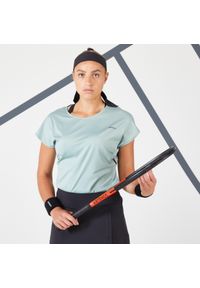 ARTENGO - Koszulka tenisowa z okrągłym dekoltem damska Artengo Soft Dry 500. Kolor: zielony. Materiał: materiał, poliester, elastan. Sport: tenis