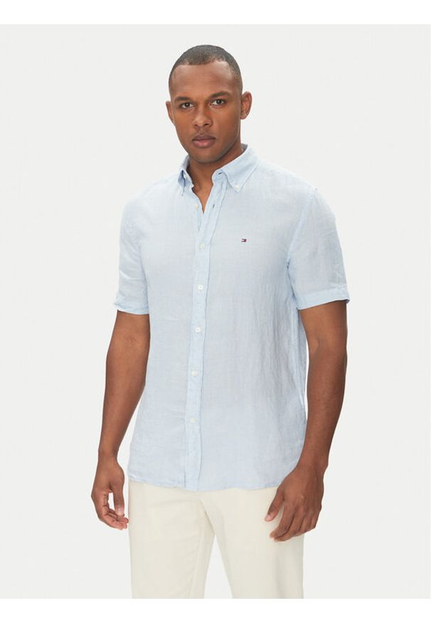 TOMMY HILFIGER - Tommy Hilfiger Koszula MW0MW35207 Błękitny Regular Fit. Kolor: niebieski. Materiał: len