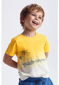 Mayoral - T-shirt dziecięcy. Okazja: na co dzień. Kolor: żółty. Materiał: bawełna, dzianina. Wzór: nadruk. Styl: casual #1