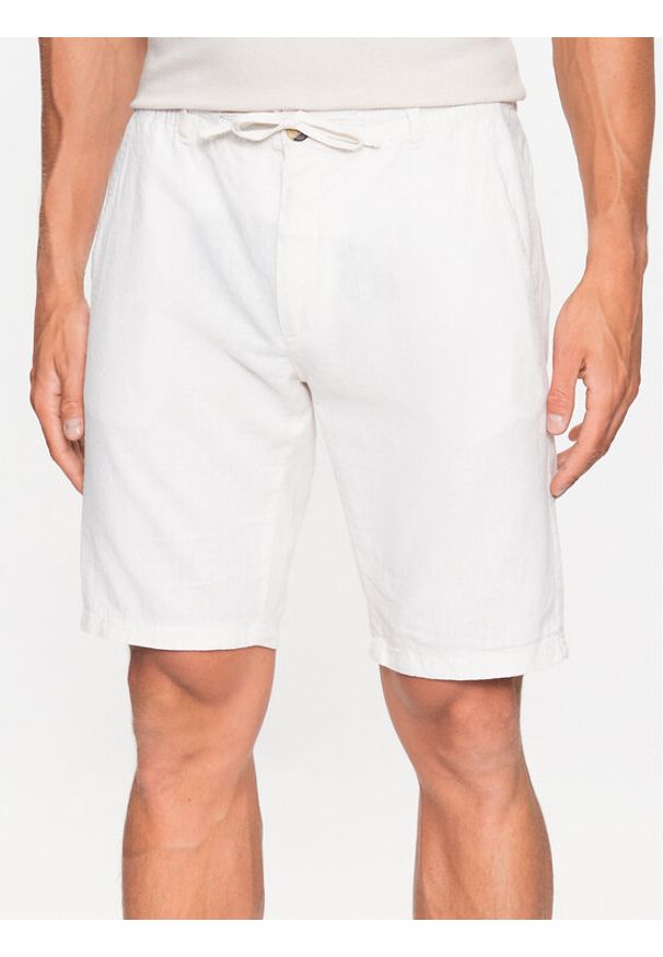 Lindbergh Szorty materiałowe 30-508003 Biały Relaxed Fit. Kolor: biały. Materiał: bawełna, len