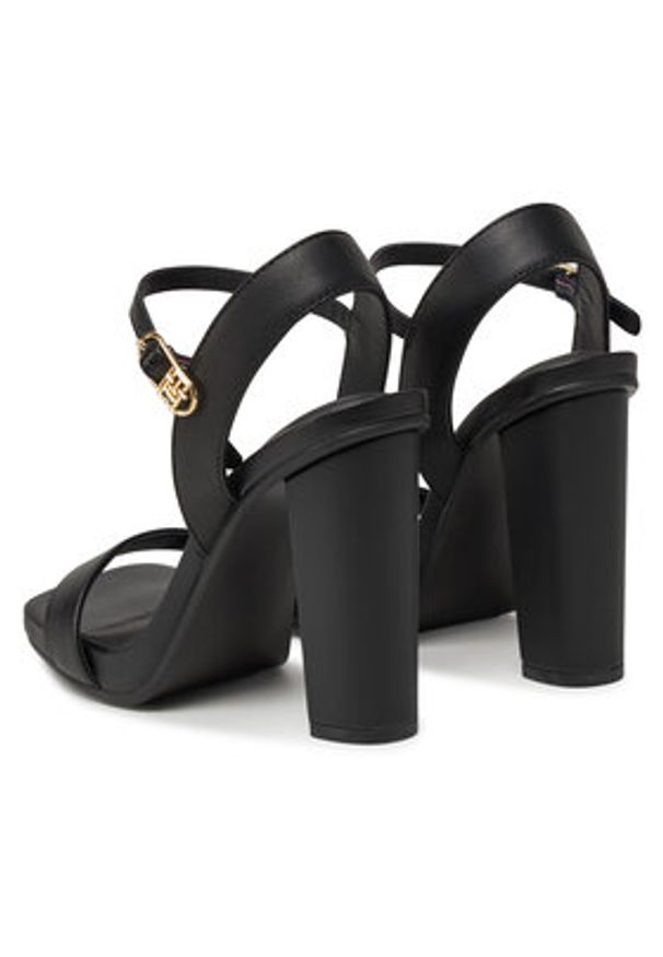 TOMMY HILFIGER - Tommy Hilfiger Sandały High Heel Leather Sandal FW0FW08534 Czarny. Kolor: czarny. Materiał: skóra