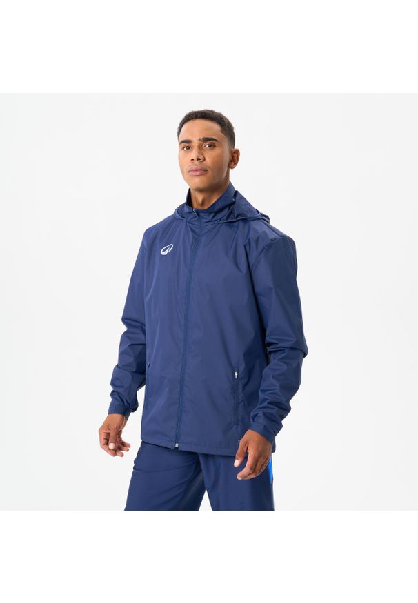 KIPSTA - Kurtka przeciwdeszczowa Kipsta Viralto Club. Kolor: niebieski. Materiał: poliester, materiał. Sport: fitness, piłka nożna