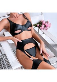 Intica - Komplet bielizny z wycięciami elegancki na specjalne okazje Ghica. Kolor: czarny. Wzór: gładki #5